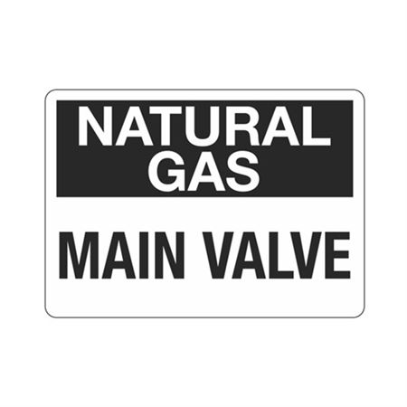 Natural Gas Main Valve Sign